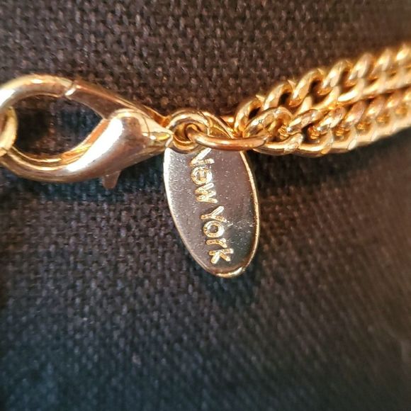 Cara New York Multi-Color 3 Cluster Rhinestone Gold-Tone Necklace 14" EC. - Picture 6 of 8